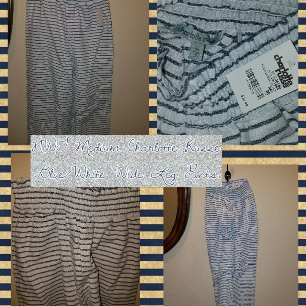 NWT Med Charlotte Russe  Blue/White Pants